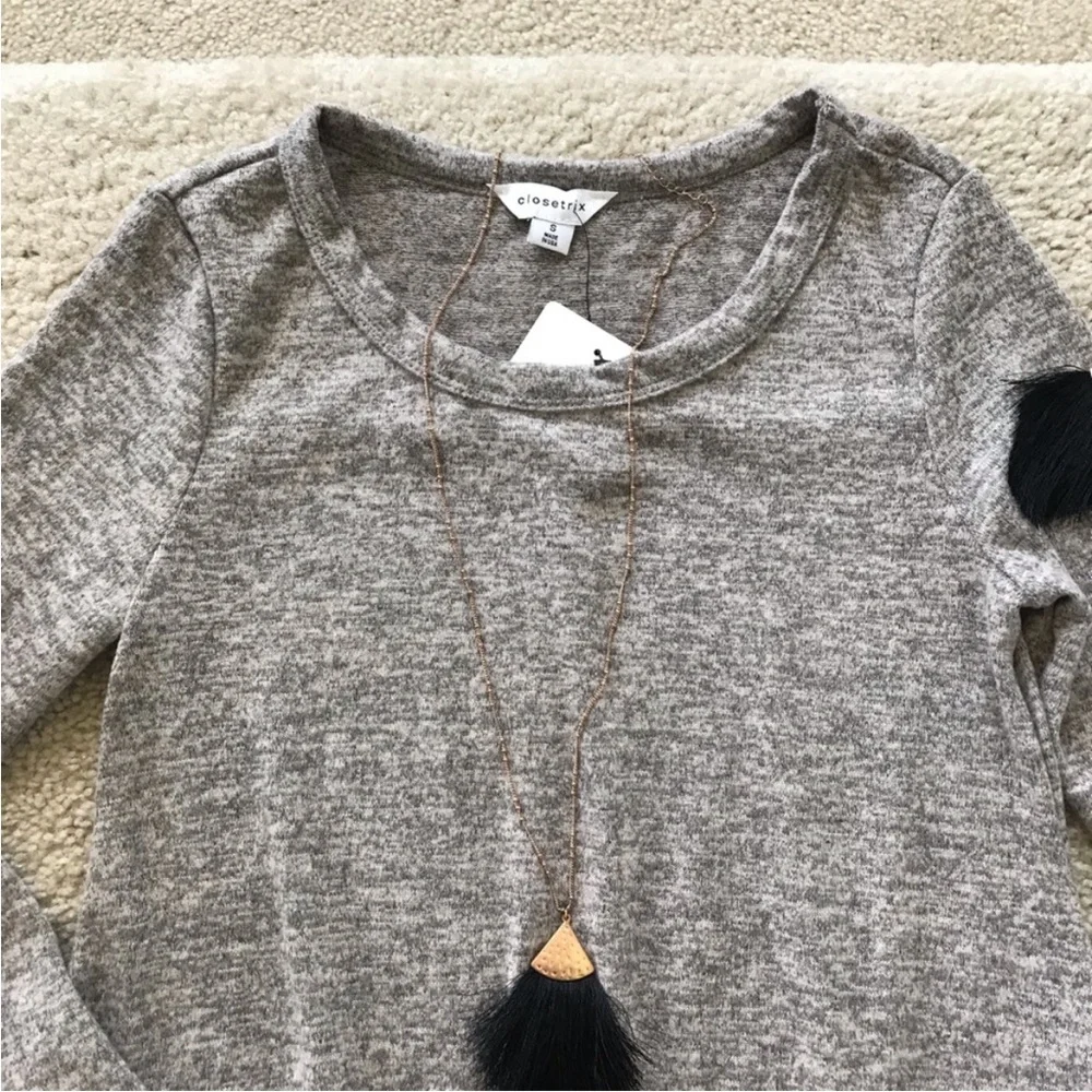 Grey Handkerchief Hem Tunic Top - Picture 3 of 8